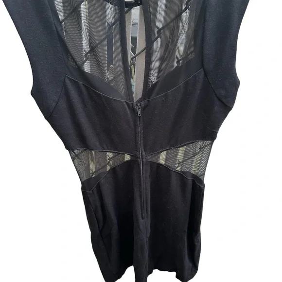 B Darlin Black little black dress  cocktail sexy dress sheer sides size 2 - Picture 3 of 4